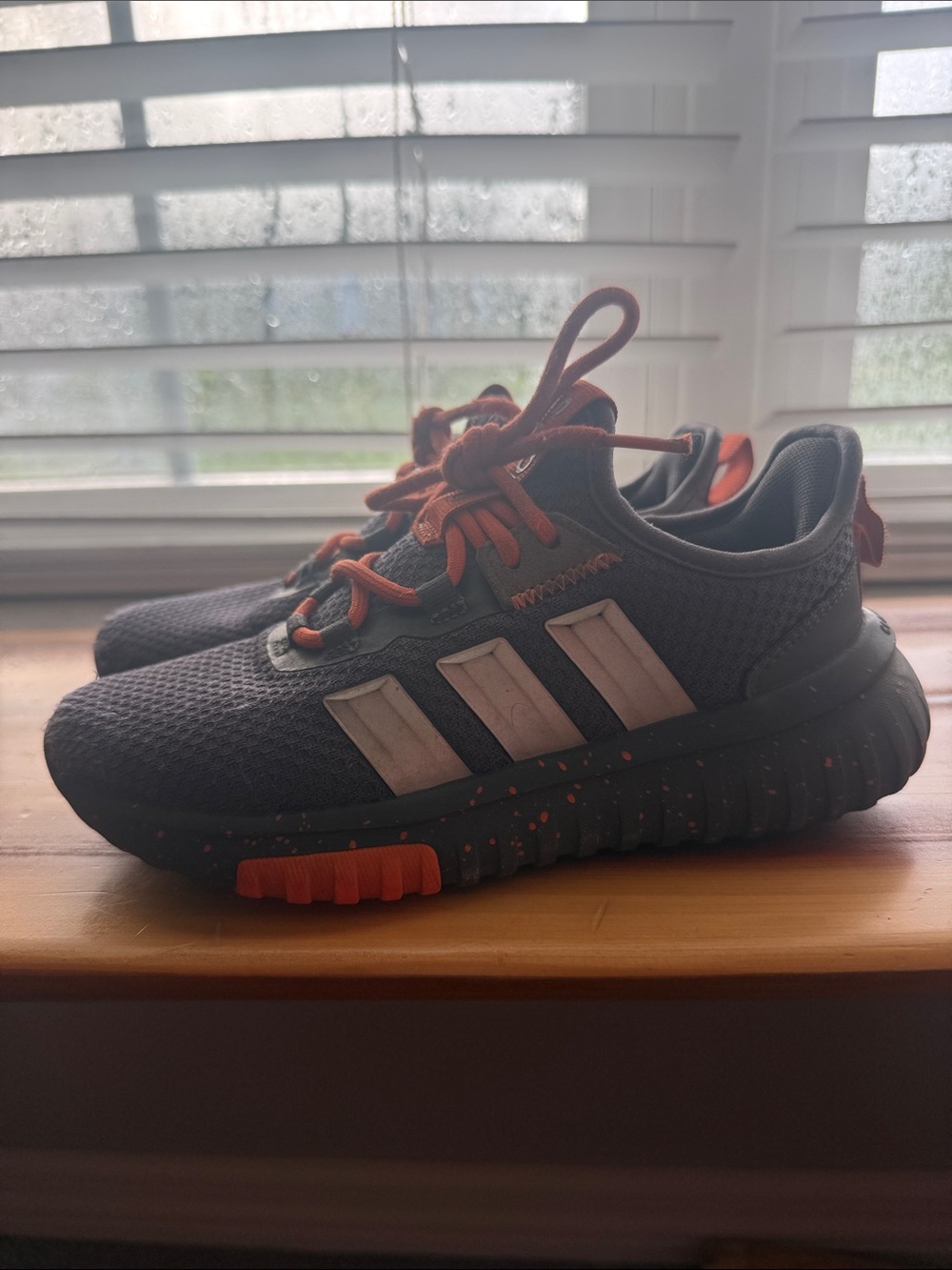 adidas Kids Gray Sneakers with Orange Accents